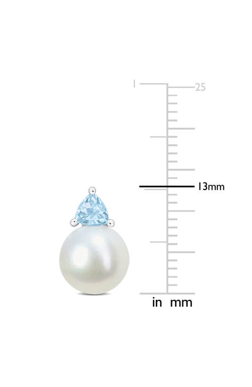 Delmar Freshwater Pearl & Aquamarine Drop Earrings In Sky Blue Topaz