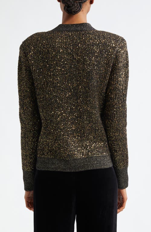 Shop L Agence L'agence Jinny Sequin Cardigan In Black/gold Sequin