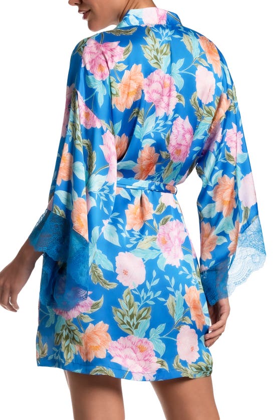 Shop In Bloom By Jonquil Brief Encounter Lace Trim Satin Wrap In Brilliant Blue