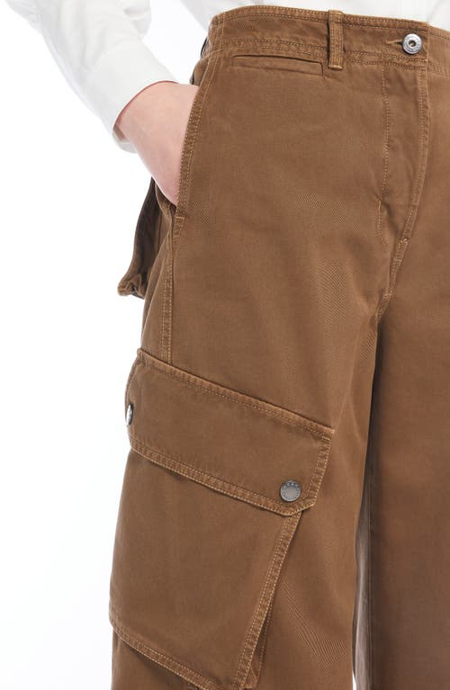 Shop Max Mara Weekend  Elvy Wide Leg Cotton Cargo Pants In Brown