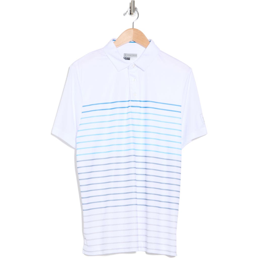 Pga Tour High Contrast Stripe Golf Polo In Bright White/cendre Blue