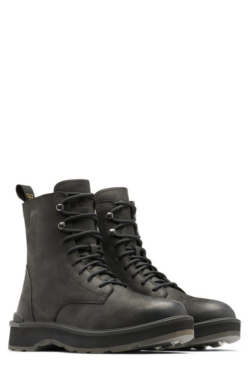 Size 7.5 SOREL Hi-Line Waterproof Lace-Up Boot in Black/Jet at Nordstrom,