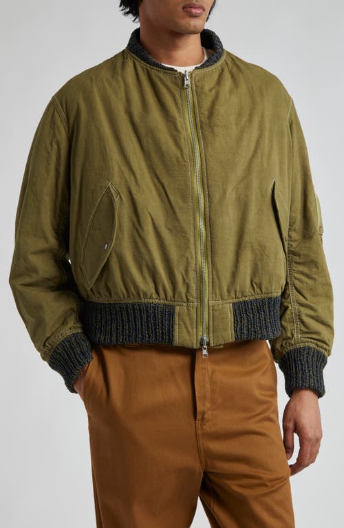 Story mfg. Seed Reversible Organic Cotton Bomber Jacket Olive Wonky-Wear at Nordstrom,