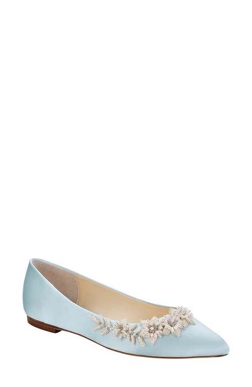 Bella Belle Daisy Embellished Ballet Flat in Blue Silk