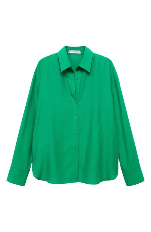 Mango Fluid Button-up Shirt In Green