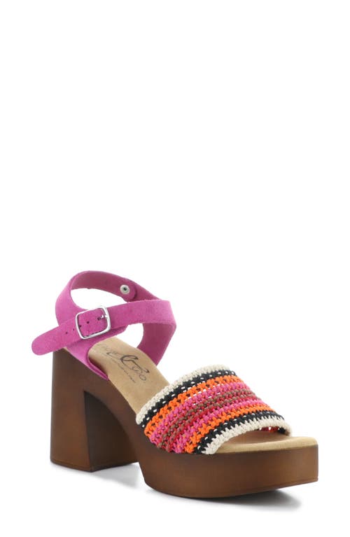 Reny Ankle Strap Platform Sandal in Orange Multi Textile