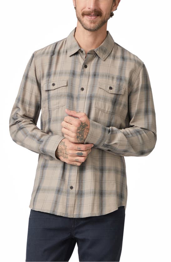 Paige Everett Long Sleeve Plaid Shirt In Oak Sky