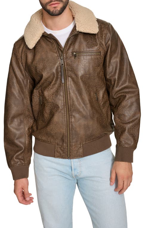 Shop Levi's Faux Leather & Faux Shearling Bomber Jacket In Light Brown