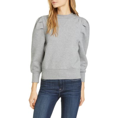 Frame Puff Shoulder Sweatshirt, Grey
