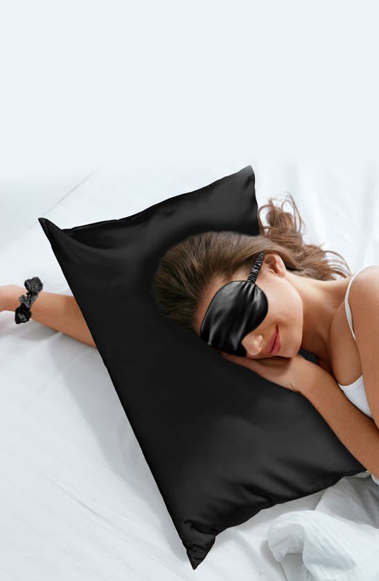 Luxury Home Satin Sleep 5-piece Set In Black