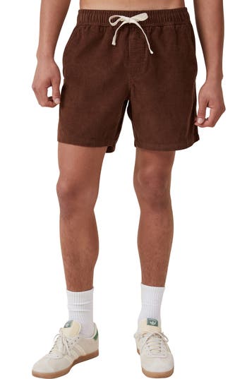 Shop Cotton On Easy Cotton Blend Drawstring Shorts In Chocolate Corduroy