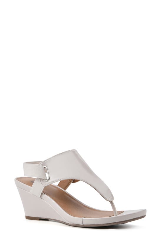 White Mountain Footwear All Dres Wedge Sandal In Eggshell/ Patent/ Smooth