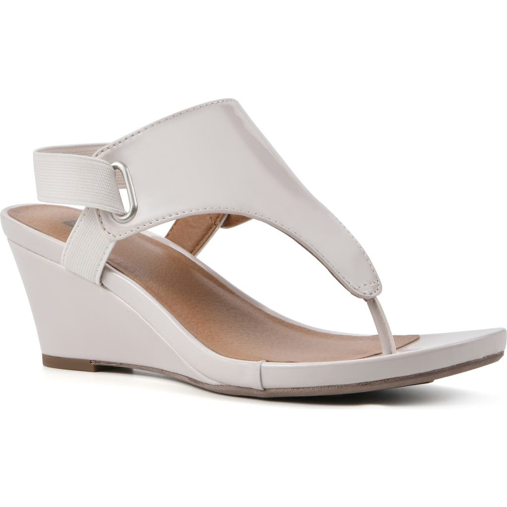 White Mountain Footwear All Dres Wedge Sandal In Eggshell/patent/smooth