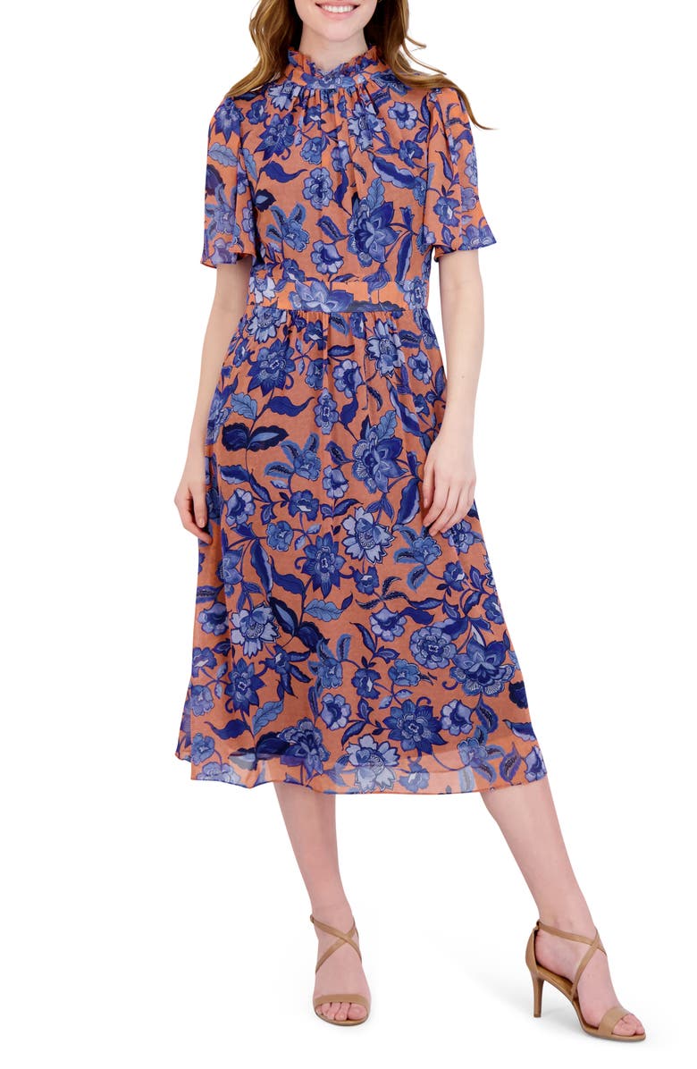 Julia Jordan Floral Mock Neck Midi Dress | Nordstrom