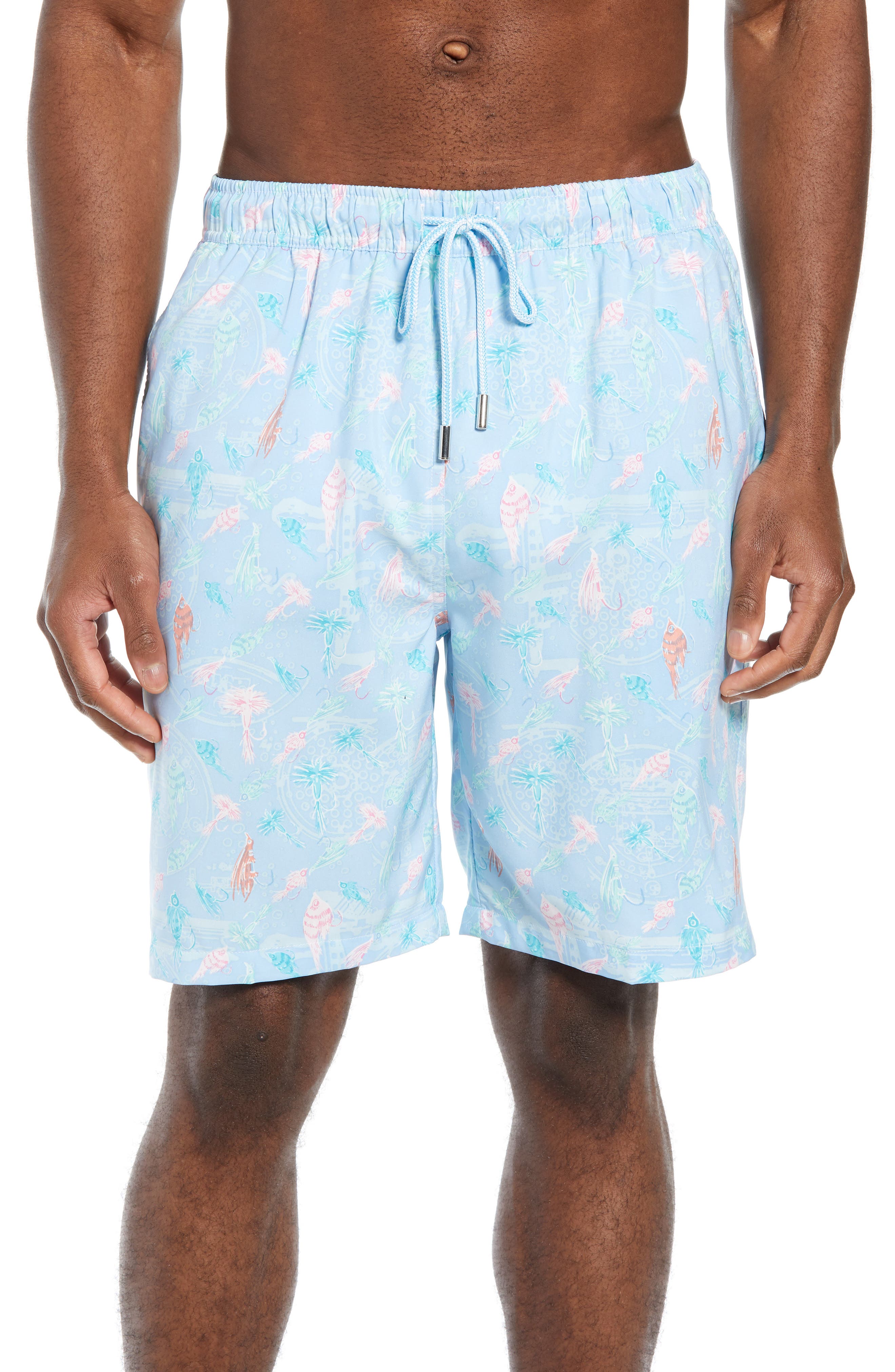 Peter Millar Fly Fish Swim Trunks, Blue