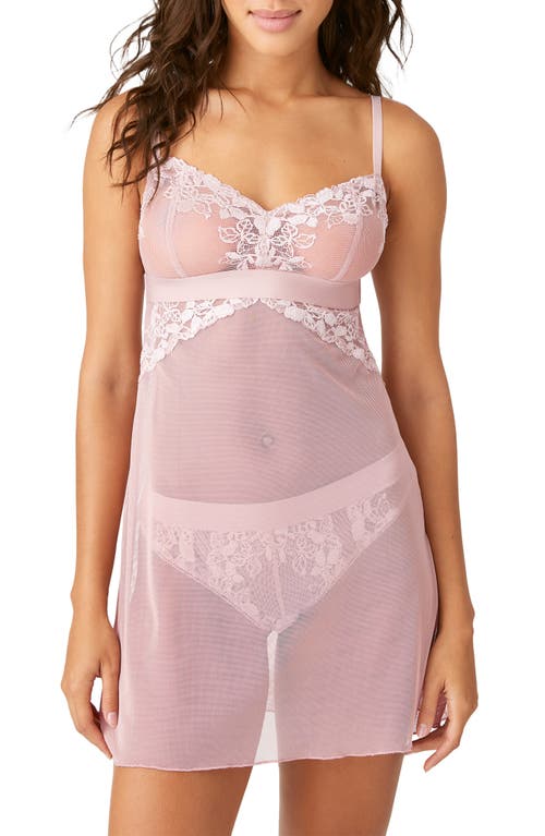 b.tempt'D by Wacoal Opening Act Lace & Mesh Chemise in Blush Pink 