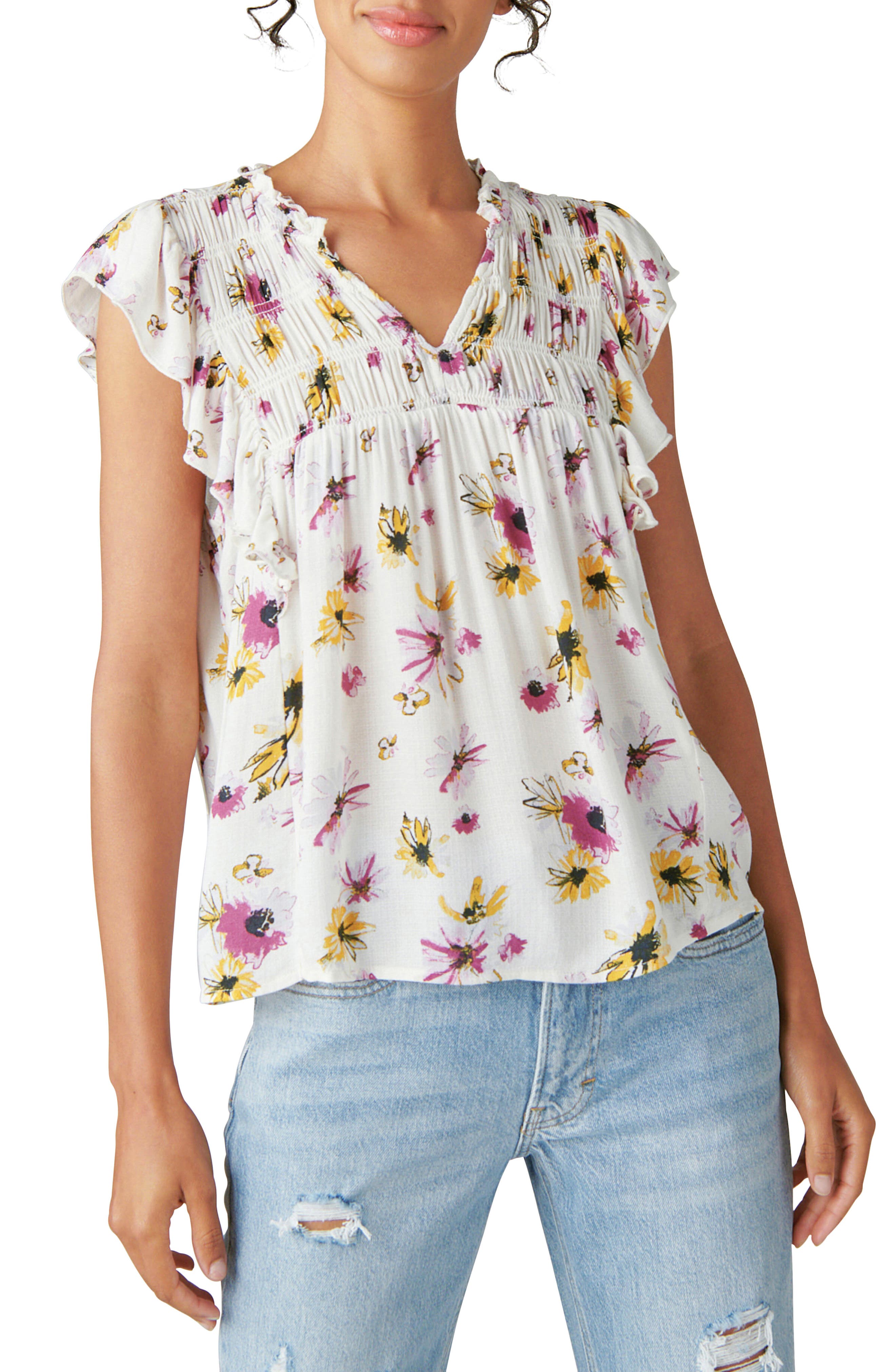 Lucky brand flutter sleeve top Clearance