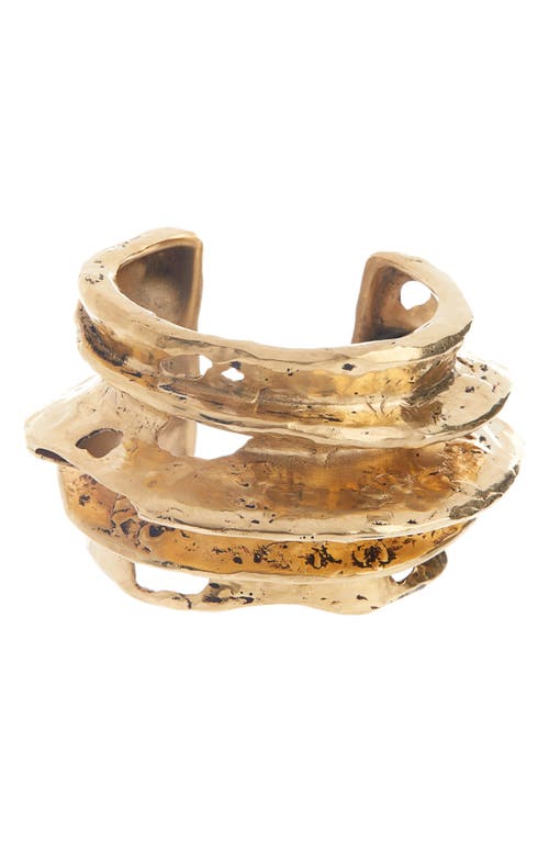 Saint Laurent Mart Twist Cuff Bracelet in Vieil Or Laiton