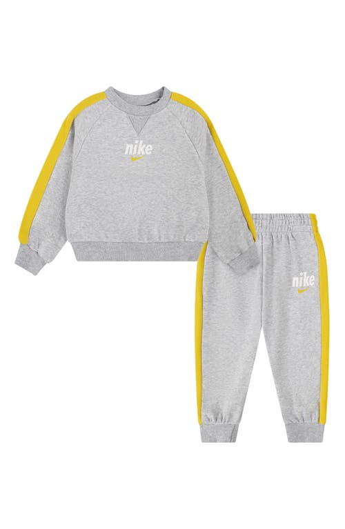 Nike Kids' Stripe Crewneck Sweatshirt & Joggers Set in Light Smoke Grey at Nordstrom, Size 2T
