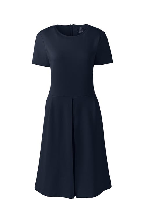 Shop Lands' End School Uniform  Short Sleeve Ponte Dress In Classic Navy