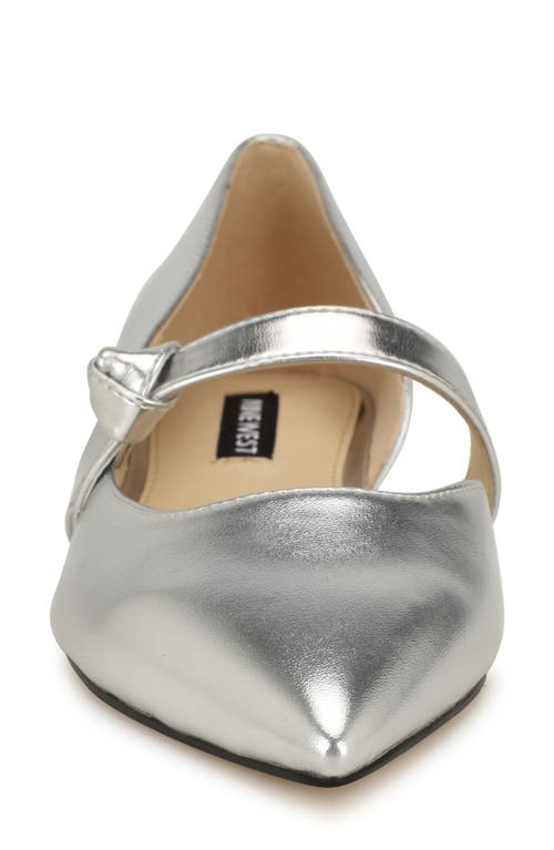 Shop Nine West Luso Mary Jane Half D'orsay Pointed Toe Flat In Silver