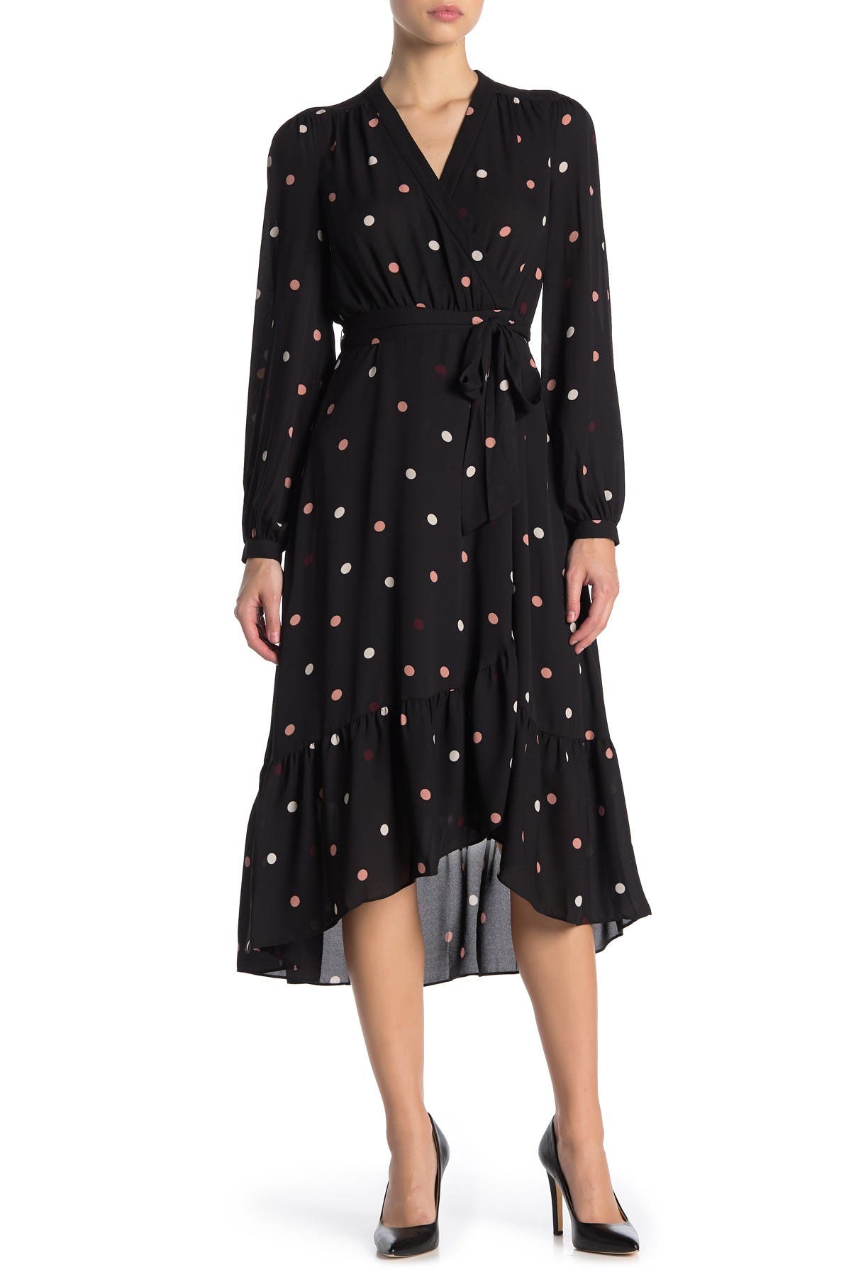 kate spade floral dots ruffle midi dress