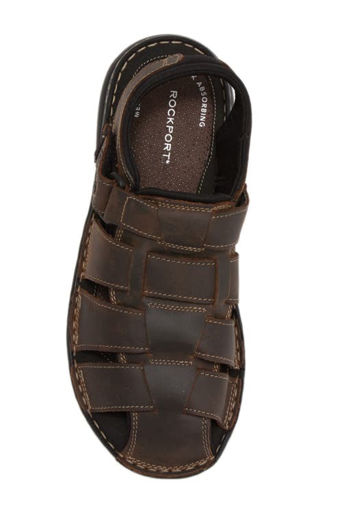 Shop Rockport Darwyn Fisherman Leather Sandal In Brown