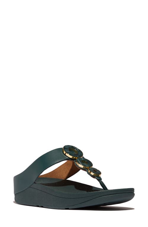 Shop Fitflop Fino Platform Wedge Flip Flop In Deep Teal