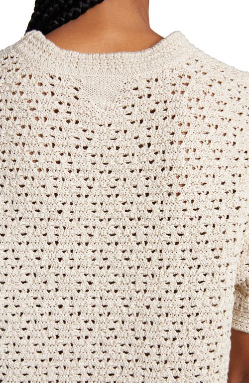 Shop Bottega Veneta Cotton Crochet Sweater In Bone/cloud