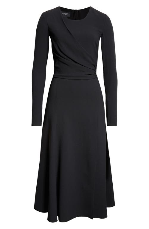 Giambattista Valli Draped Detail Long Sleeve Crepe A-line Dress In Black