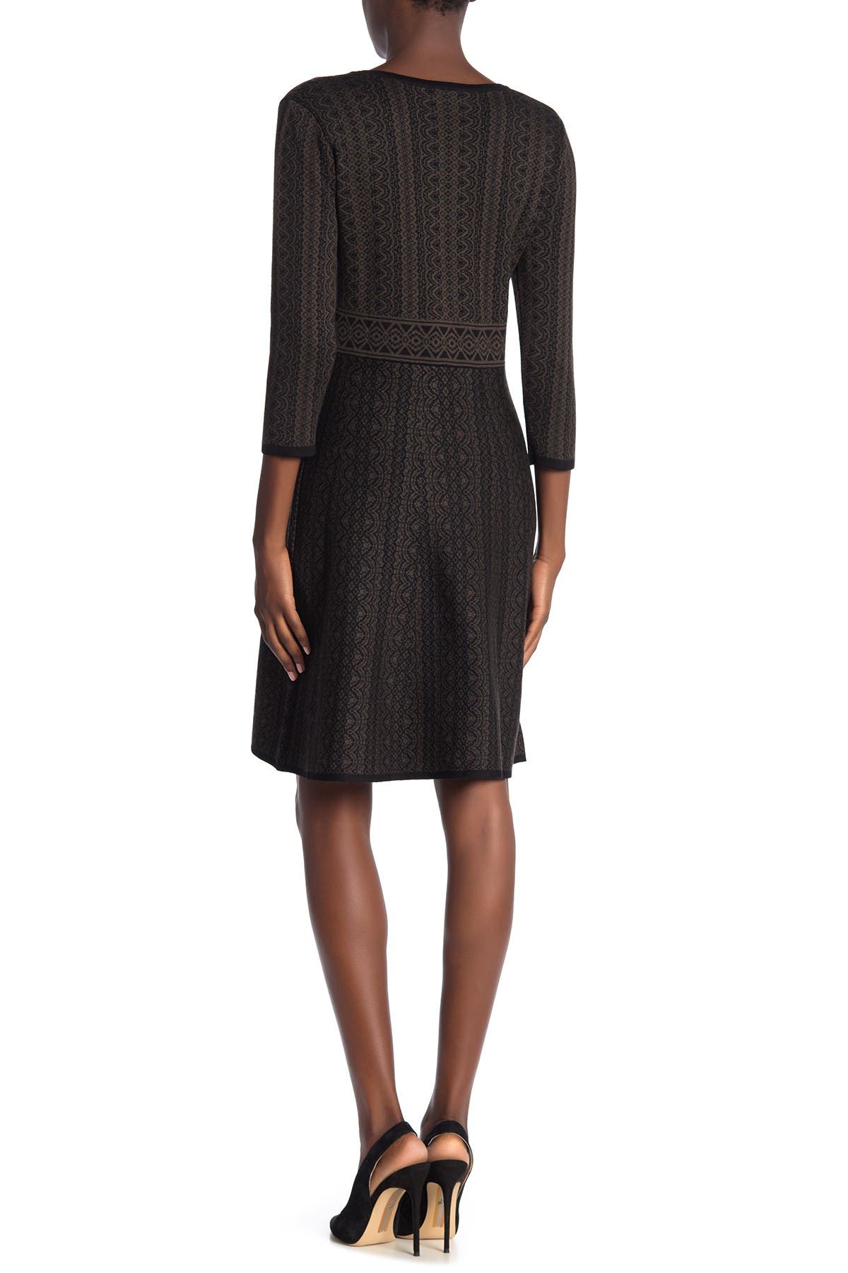 nina leonard geometric print dress