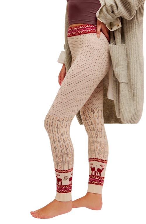 Shop Free People Falala Fair Isle Leggings In Latte Combo