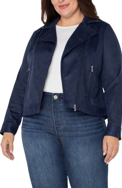 Shop Liverpool Faux Suede Moto Jacket In Mystic Navy