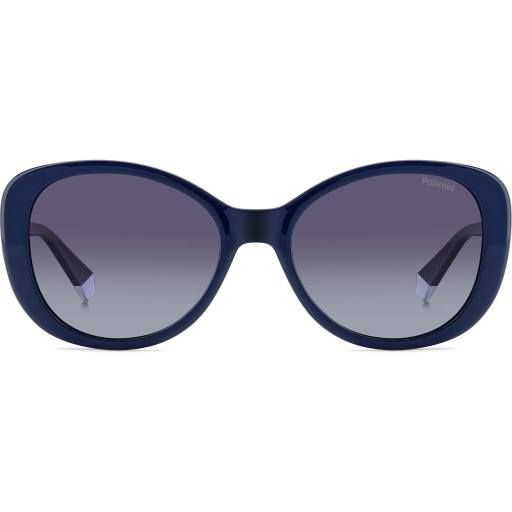 Polaroid 55mm Polarized Round Sunglasses In Blue/gray Polarized