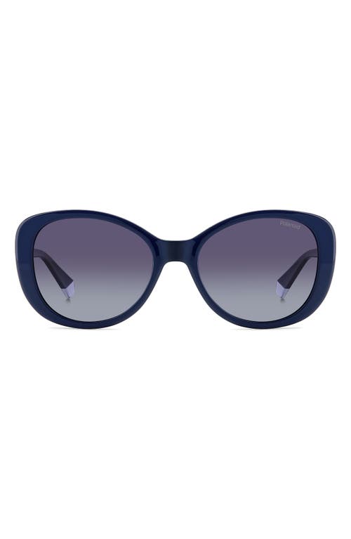 55mm Polarized Round Sunglasses in Blue/Gray Polarized