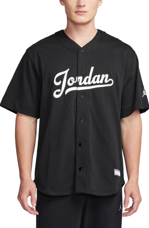 Jordan Flight Mvp Snap-up Baseball Jersey In Black/white