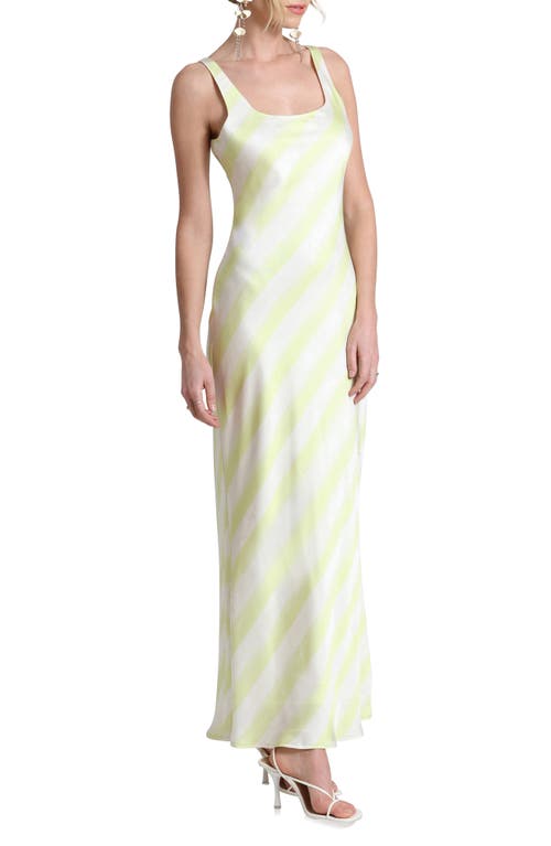 Shop Avec Les Filles Bias Cut Maxi Dress In Kiwi Twist Stripe