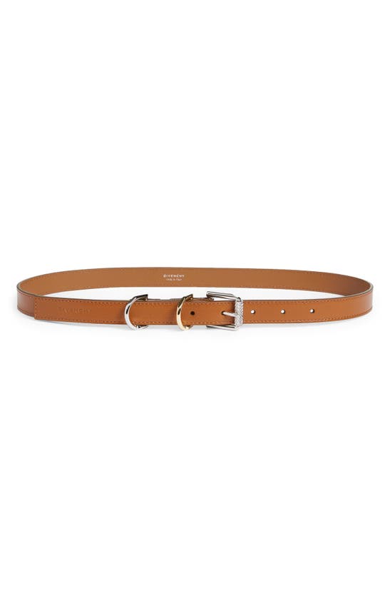 Shop Givenchy Voyou Leather Belt In Soft Tan