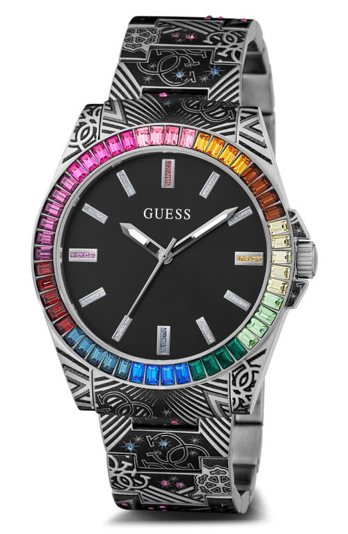 GUESS Multicolor Crystal Bracelet Watch, 42mm in Black/black/black at Nordstrom