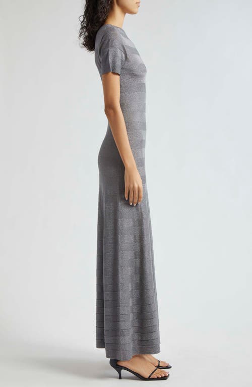 Shop Emporio Armani Stripe Maxi Dress In Solid Light Grey