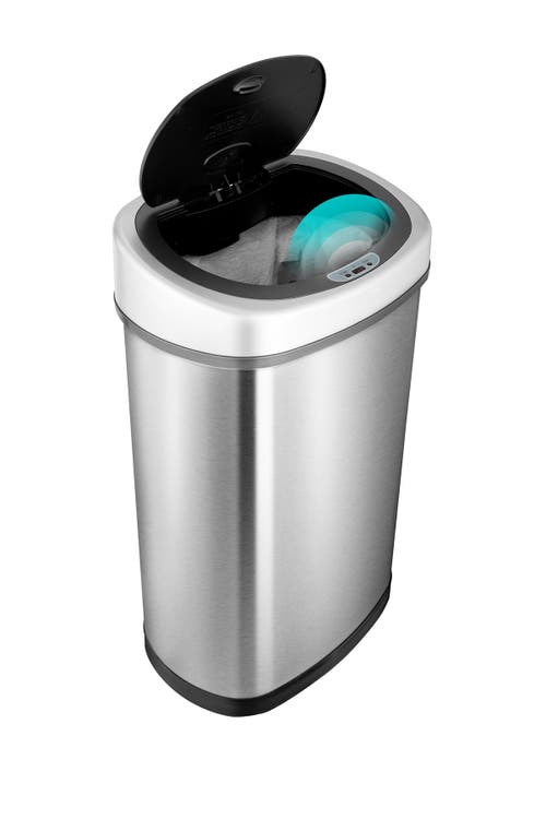Ninestars 50l Sensor Trash Can In Silver Black