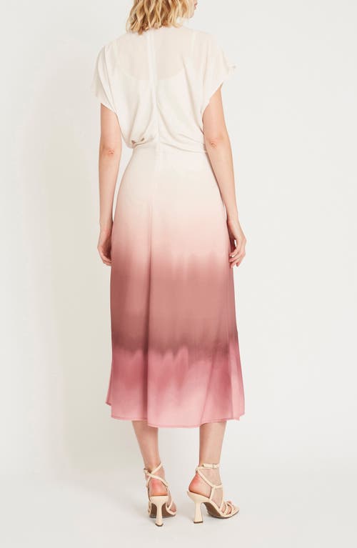 Shop Luxely Haze Dip Dye Midi Dress In Cream/old Rose