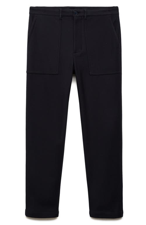 Mango Textured Classic Fit Pants In Dark Navy