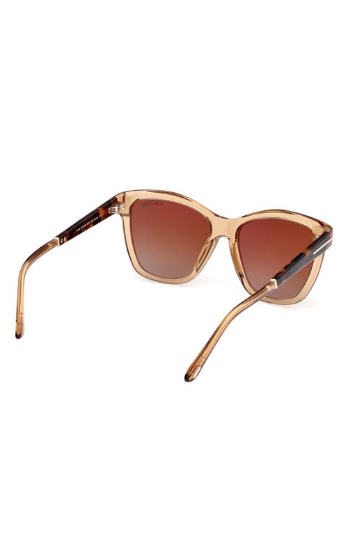 Shop Tom Ford Lucia 54mm Gradient Square Sunglasses In Beige Vintage Havana/brown