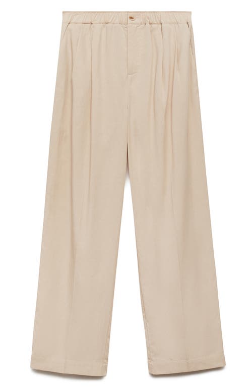 Shop Mango Pleated Straight Leg Pants In Beige