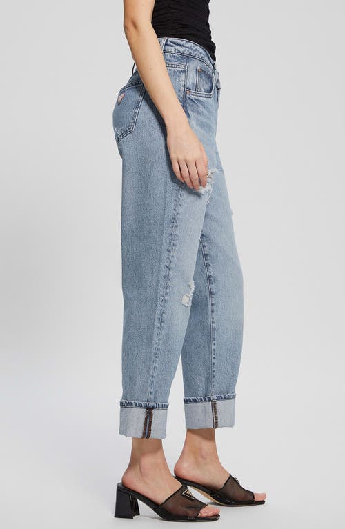 Guess High Rise Cuffed Boyfriend Jeans In Nonsense