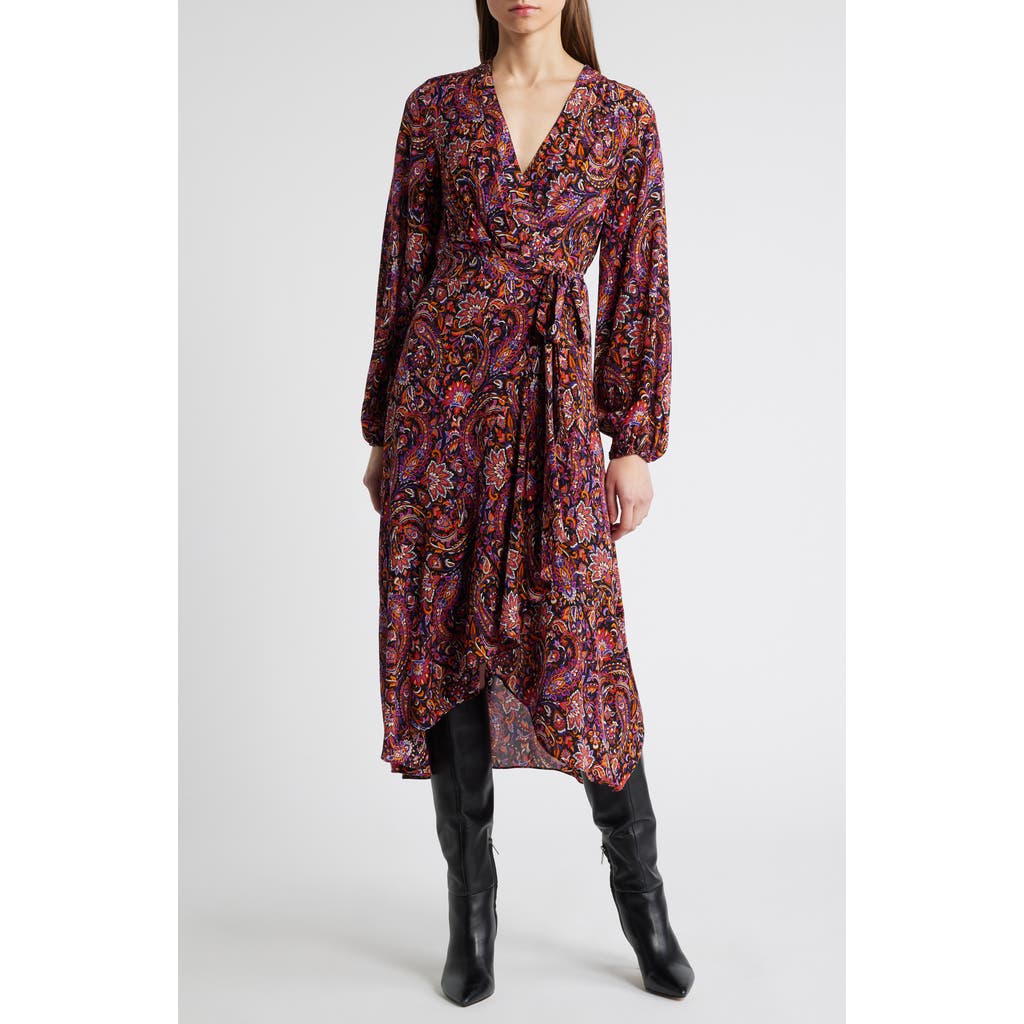 Kobi Halperin Dorothy Long Sleeve Faux Wrap Dress In Black Multi