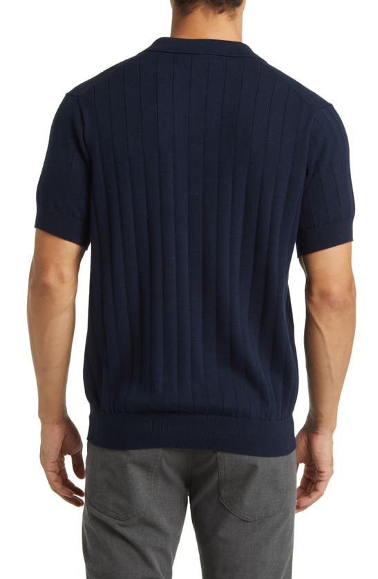 Shop Rodd & Gunn Frey's Crescent Rib Cotton Sweater Polo In Midnight