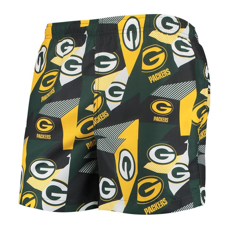 Men's FOCO Green/Gold Green Bay Packers Geo Print Swim Trunks