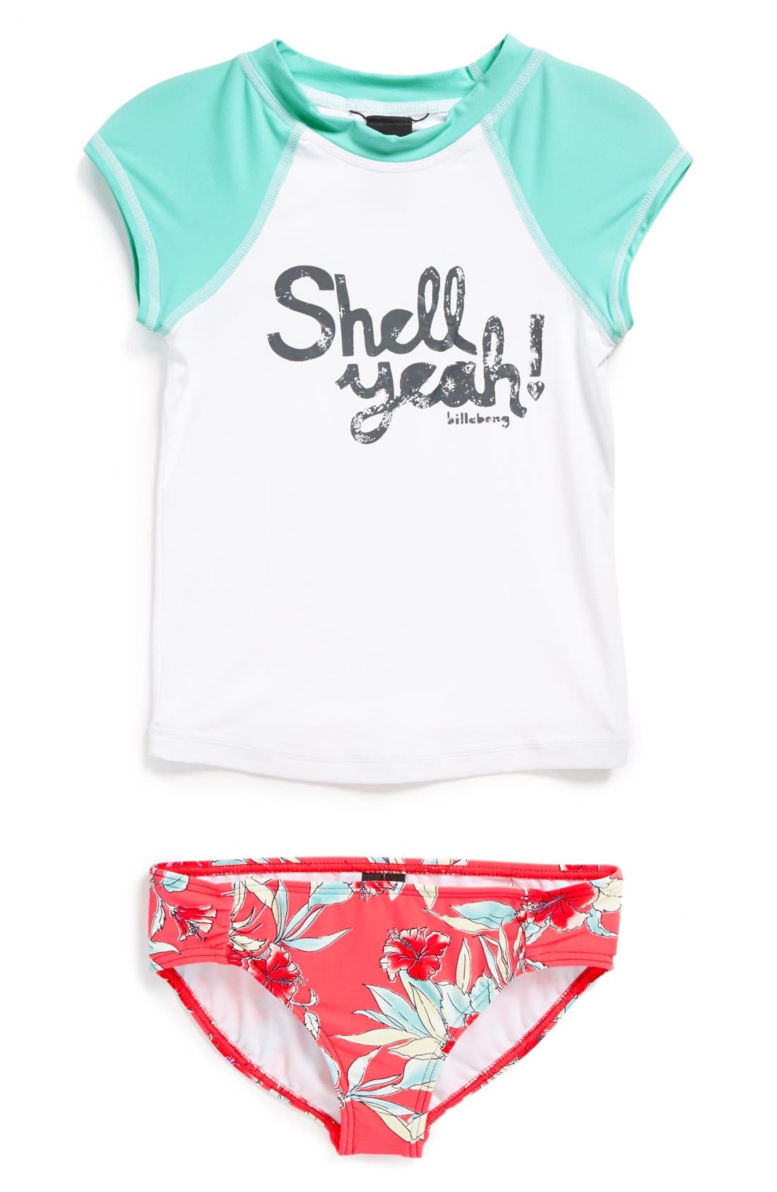 Billabong 'Shell Yeah!' Two-Piece Rashguard Swimsuit (Little Girls ...